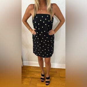 H&M Black and White Spotted Spaghetti Strap Sheath Mini Dress